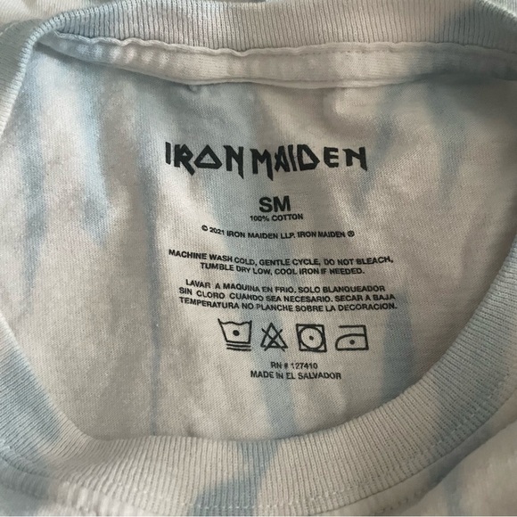 Iron Maiden Blue Tie Dye T-Shirt with Eddie Print Size Small - Picture 3 of 3